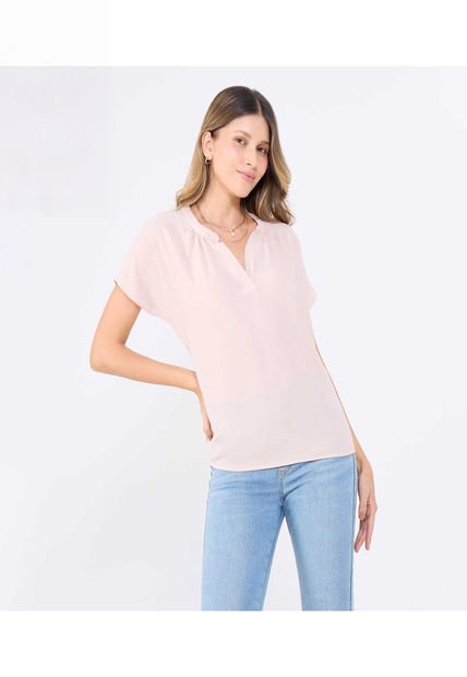 Blusa Para Mujer Manga Corta Color Beige Marca Ostu #40121143
