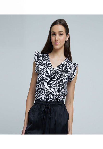 Blusa Para Mujer Manga Sisa Color Negro Marca Ostu #40120989