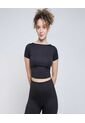 Crop Top Para Mujer Manga Corta Color Negro Marca Ostu #40092171 de Ostu