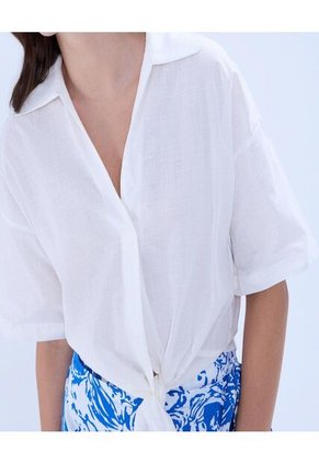 Blusa Para Mujer Manga Corta Color Crudo Marca Ostu #40121092