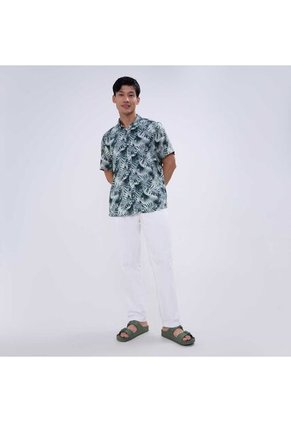 Camisa Para Hombre Manga Corta Sin Bolsillo Color Verde Marca Ostu #60010757