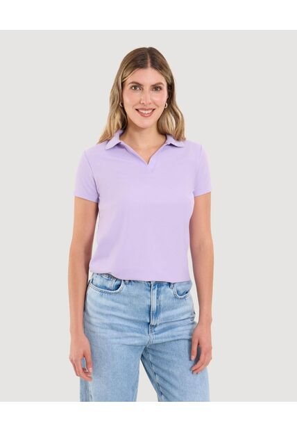 Polo Para Mujer Manga Corta Color Lila Marca Ostu #40110180