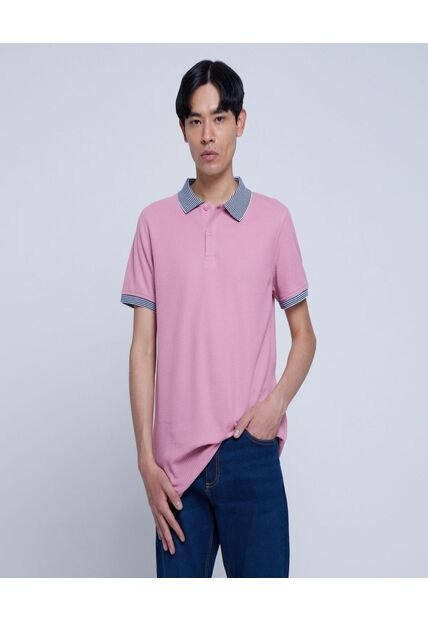 Polo Para Hombre Cuello Tejido Sin Bolsillo Color Rosado  Marca Ostu #60110618