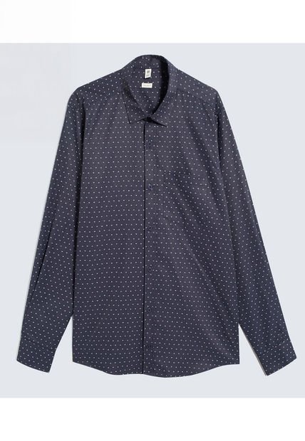 Camisa Para Hombre Manga Larga Con Bolsillo Cuello Casual M Color Azul Oscuro Marca Ostu #60010794