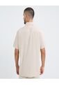 Camisa Para Hombre Manga Corta Con Bolsillo Cuello Button D Color Beige Marca Ostu #60010796 de Ostu
