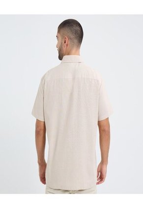 Camisa Para Hombre Manga Corta Con Bolsillo Cuello Button D Color Beige Marca Ostu #60010796