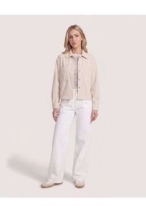 Chaqueta Sobrecamisa Pana  Para Mujer Beige Ostu