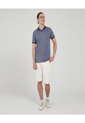 Polo Para Hombre Cuello Tejido Sin Bolsillo Color Azul  Marca Ostu #60110567