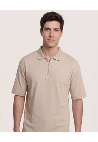 Polo  Para Hombre Cuello Tejido Sin Bolsillo Color Beige Marca Ostu #60110880 Ostu