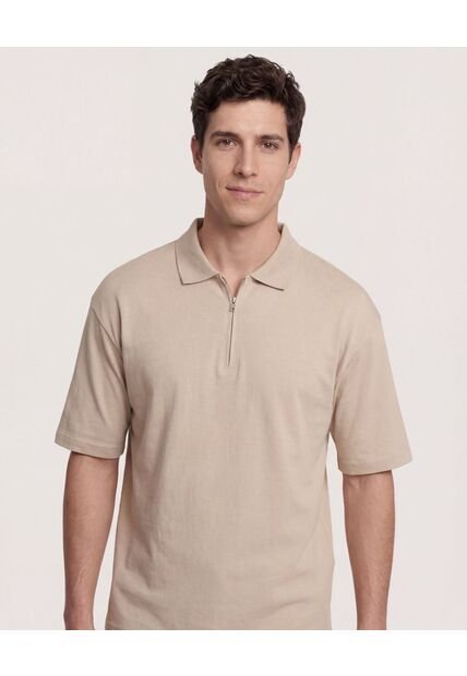 Polo  Para Hombre Cuello Tejido Sin Bolsillo Color Beige Marca Ostu #60110880
