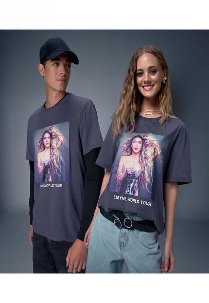 Camiseta Para Mujer Manga Corta Cuello Redondo Color Gris  Marca Ostu #40092562