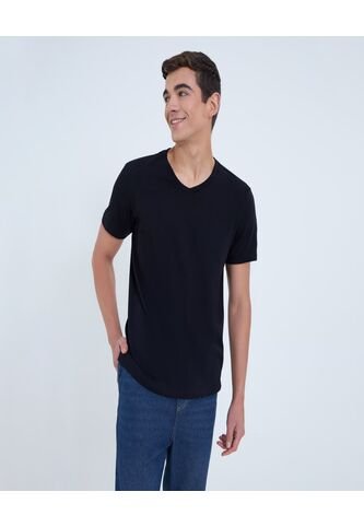 Camiseta Para Hombre Manga Corta Cuello V Color Negro Marca Ostu #60091591 Ostu