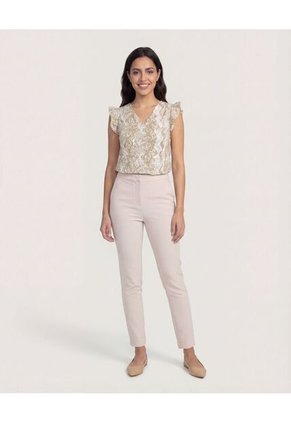 Pantalón  Para Mujer Moda Color Beige Marca Ostu #40070707