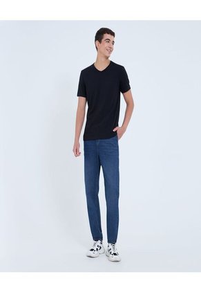 Camiseta Para Hombre Manga Corta Cuello V Color Negro Marca Ostu #60091591