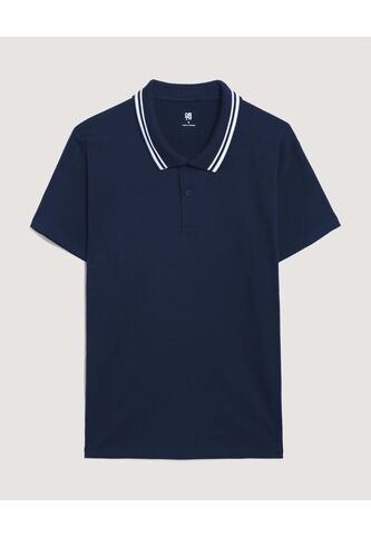 Polo  Para Hombre Cuello Tejido Sin Bolsillo Color Azul Marca Ostu #60110901 Ostu