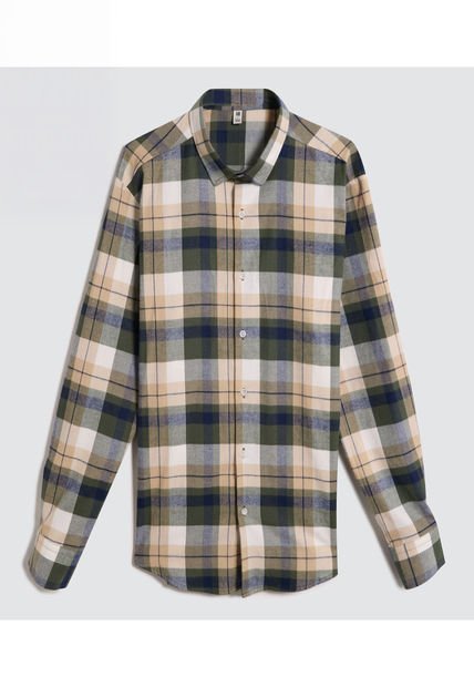 Camisa Para Hombre Manga Larga Sin Bolsillo Color Beige Marca Ostu #60010663