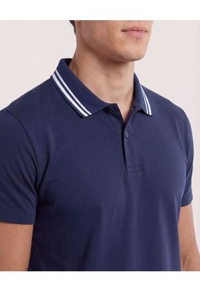 Polo  Para Hombre Cuello Tejido Sin Bolsillo Color Azul Marca Ostu #60110901