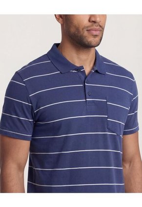 Polo  Para Hombre Cuello Tejido Con Bolsillo Color Azul Marca Ostu #60110899