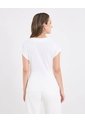 Camiseta  Para Mujer Manga Corta Cuello Redondo Color Crudo Marca Ostu #40092785 de Ostu