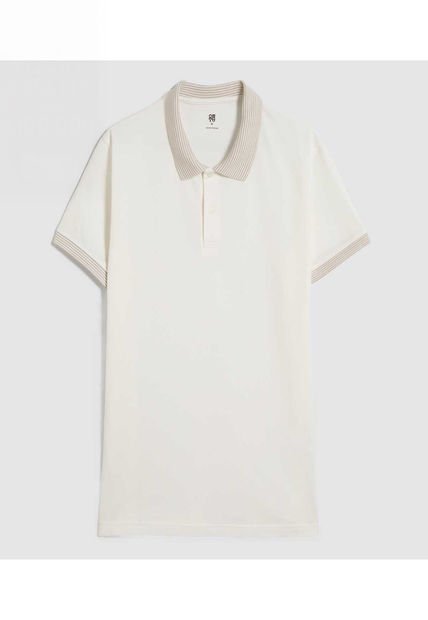 Polo Para Hombre Cuello Tejido Sin Bolsillo Color Crema Marca Ostu #60110752