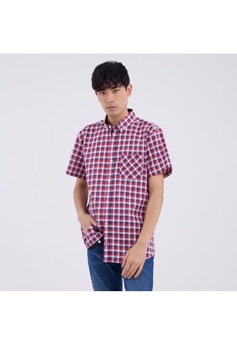 Camisa Para Hombre Manga Corta Con Bolsillo Color Rojo Marca Ostu #60010562 Ostu
