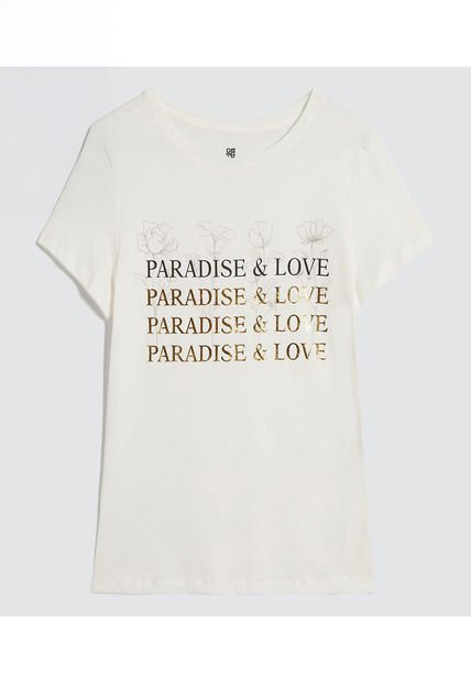 Camiseta Para Mujer Manga Corta Cuello Redondo Color Crema Marca Ostu #40092374