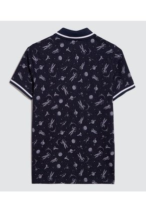 Polo Para Niño Manga Corta Color Azul Marca Ostu #80110092