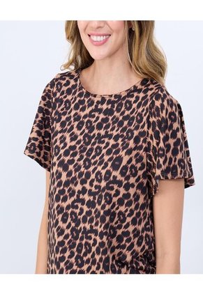 Camiseta Para Mujer Manga Corta Cuello Redondo Color Café Marca Ostu #40092421