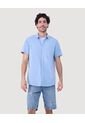 Camisa Para Hombre Manga Corta Con Bolsillo Color Azul Claro Marca Ostu #60010747 de Ostu