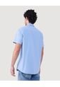 Camisa Para Hombre Manga Corta Con Bolsillo Color Azul Claro Marca Ostu #60010747 de Ostu