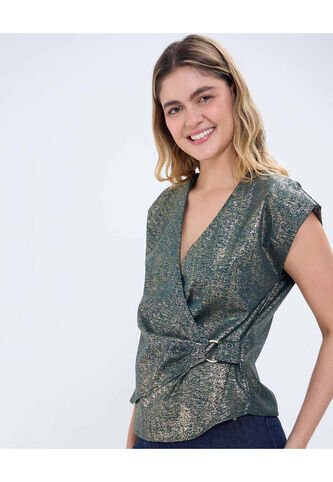 Blusa Para Mujer Manga Sisa Color Verde  Marca Ostu #40121084 Ostu