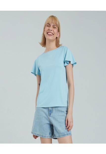 Camiseta Para Mujer Manga Corta Color Azul  Marca Ostu #40091788