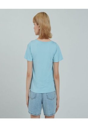 Camiseta Para Mujer Manga Corta Color Azul  Marca Ostu #40091788