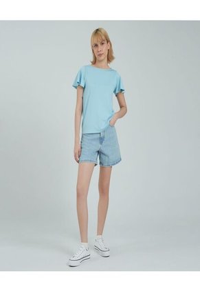 Camiseta Para Mujer Manga Corta Color Azul  Marca Ostu #40091788