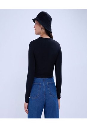 Camiseta Para Mujer Manga Larga Color Negro Marca Ostu #40092253