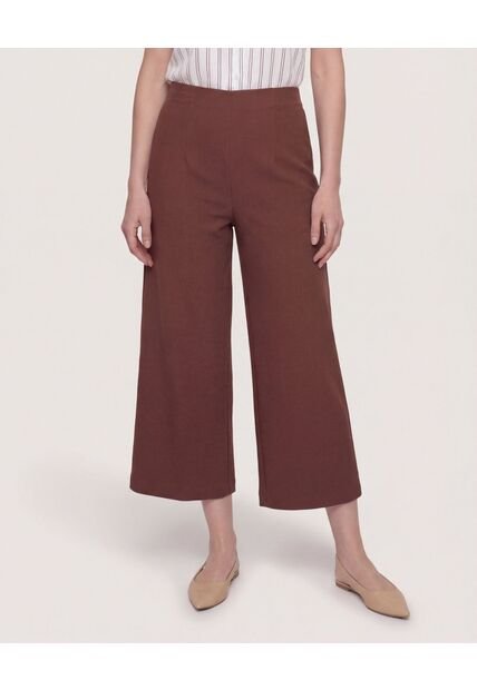 Pantalón Fluido Tiro Alto  Para Mujer Café Ostu