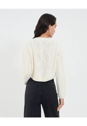Saco Para Mujer Cuello Redondo Color Crema Marca Ostu #40330074