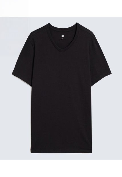 Camiseta Para Hombre Manga Corta Cuello V Color Negro Marca Ostu #60091591