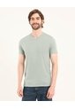 Camiseta Cuello En V  Para Hombre Verde Ostu de Ostu