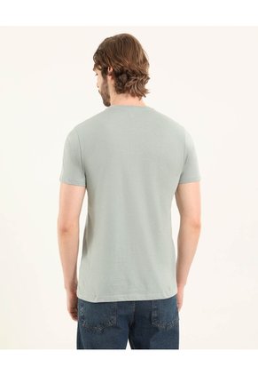 Camiseta Cuello En V  Para Hombre Verde Ostu