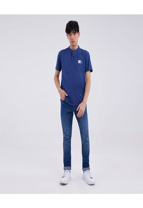 Polo Para Hombre Cuello Mao Sin Bolsillo Color Azul Marca Ostu #60110528