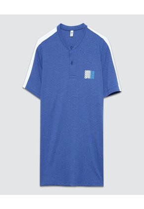 Polo Para Hombre Cuello Mao Sin Bolsillo Color Azul Marca Ostu #60110528