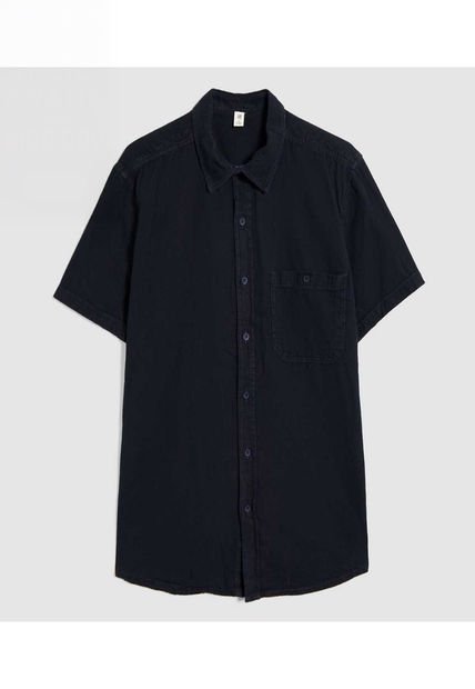 Camisa Para Hombre Manga Corta Con Bolsillo Color Negro Marca Ostu #60010732