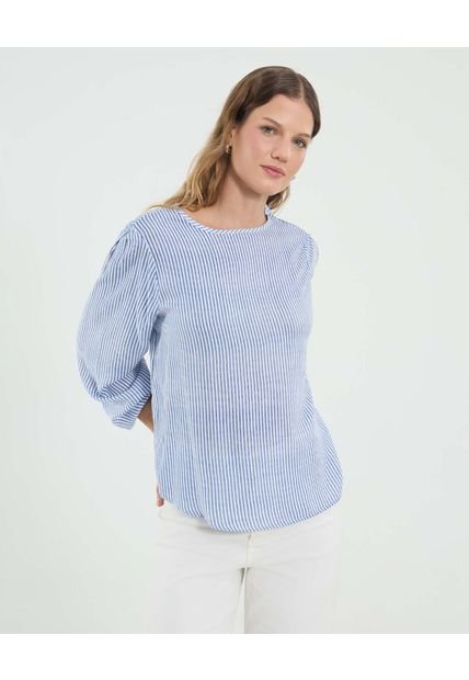 Blusa Para Mujer Manga 3/4 Color Azul Marca Ostu #40121209