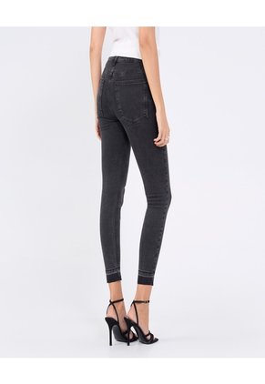 Jeans Skinny Con Desgastes Para Mujer Negro Ostu