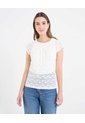 Camiseta Manga Casquillo En Encaje  Para Mujer Marfil Ostu de Ostu