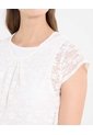 Camiseta Manga Casquillo En Encaje  Para Mujer Marfil Ostu de Ostu