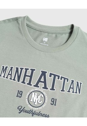 Camiseta Infantil Niño Manga Corta Cuello Redondo Color Verde Marca Ostu #80090277