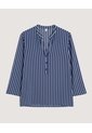 Blusa Basica Manga ¾  Para Mujer Azul Ostu de Ostu