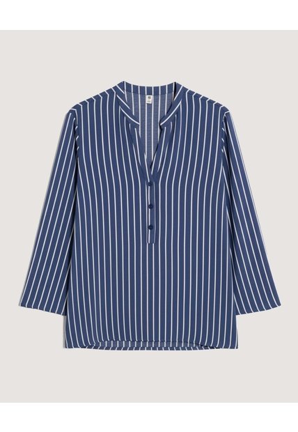 Blusa Basica Manga ¾  Para Mujer Azul Ostu
